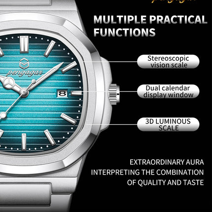 2025 New Luxury Military Man Watch Square Waterproof Luminous Date Week Men Watch Stainless Steel Quartz Men's Watches Reloj+box