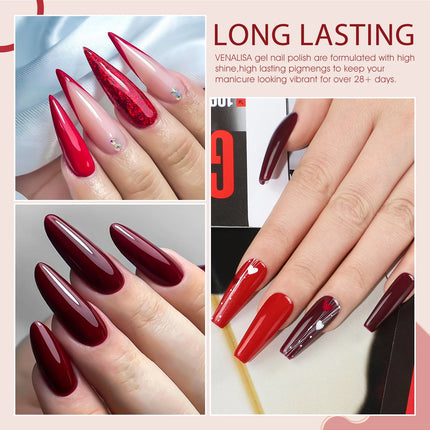 6pcs/kit VENALISA Valentine's Day Collection Lovely Pink Nails HEMA FREE TPO FREE Soak Off UV LED Semi Permanent Set Gel Varnish