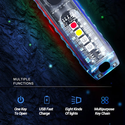 Portable Mini Keychain Flashlight Rechargeable Waterproof Torch Lamp with Magnet Multifunction Warning Camping Flashlight