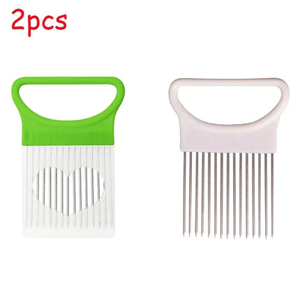 1/2/3/4pcs Effortlessly Slice Onions with this 1pc Colorful Onion Slicer Kitchen stainless steel potato chip onion holder