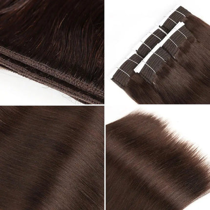 Sleek Straight Hair Bundles Brazilian Hair Weave Bundles 1/3 PCS Human Hair Bundles Natural Brown Color Remy Hair Extensions