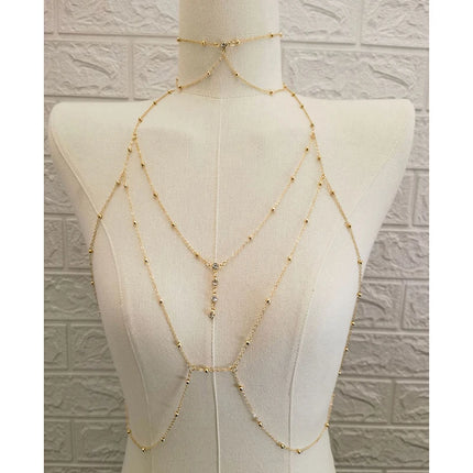 Metal Body Bust Chain Jewelry For Women Sexy Bikini Ladies Breast Crystal Breast Chain Necklace Decoration Summer Body Jewelry