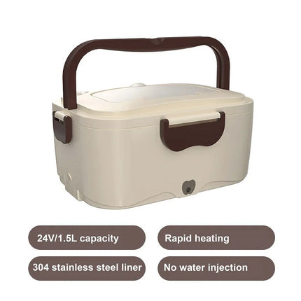 1.5L Car Electric Lunch Box 12V/24V Portable 304 Stainless Steel Plug-in Heating Insulated Lunch BoxOutdoor Fast Food Heater