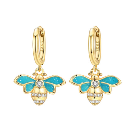 925 Sterling Silver Inlaid Zircon Butterfly Earrings Insect Element Original Design Women's Fashion Party Jewelry Gift Ear Loops