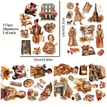 117pcs-144pcs Autumn Theme Stickers for Gift Wrapping Decor, Paper Craft, Album Journal Sticker, Scrapbooking Supplies, Clip Art