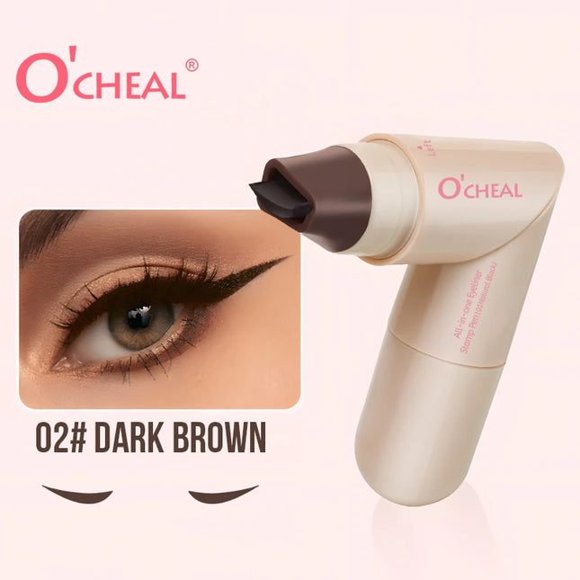 O'CHEAL  All-in-one Rotating Eyeliner Stamp Pen Quick Eye Makeup Double-Ended Eyeliner Waterproof Long-Lasting Stamp Eyeliner