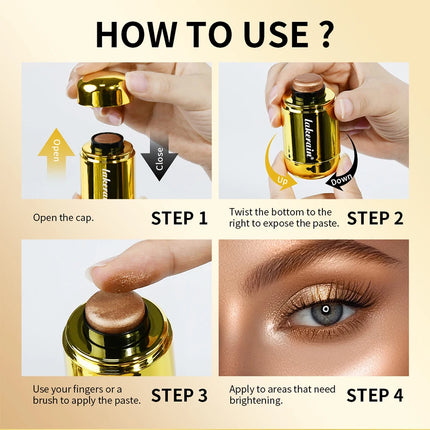 4Colors Highlighter Stick Brightening Skin Tone Contouring Natural Stereo Concealer Blush Multi-Purpose Stick