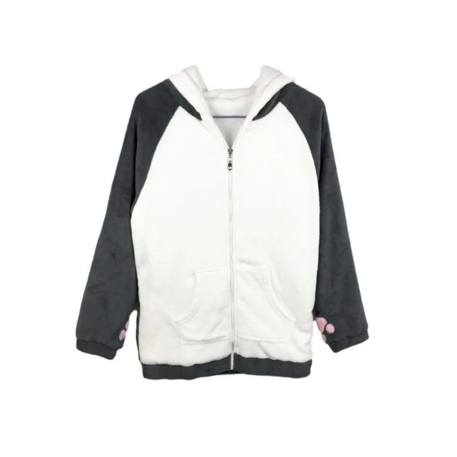 Japanese Kawaii Long Sleeve Hoodie Women Casual Dog Ears Patchwork Sweatshirt Button Sweet Harajuku Cartoon 2025 Autumn