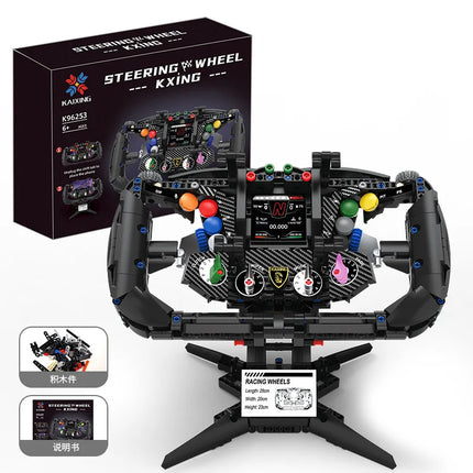 Mechanical Steering Wheel Building Blocks Set Formula Racing Sports Ca Desktop Ornament DIY Toy Holiday Gift Creative Home Decor