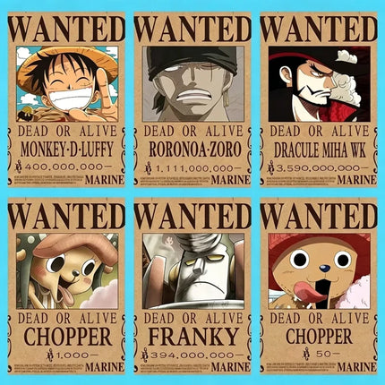 One Piece Wanted Poster Canvas Painting Print Picture Wall Art Bounty Anime Wall Bedroom Mural Luffy Zoro  Living Home Decor