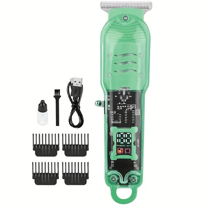 Professional Transparent Body Electric Hair Clipper for Men USB Rechargeable Trimmer Hair Cutting Machine Holiday Gift for Him
