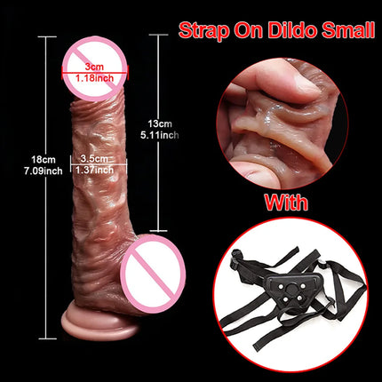Realistic Dildo for Women Real Skin Silicone Penis Sliding Testicles Suction Cup Dick 18+ Lesbian Sex Toys Strap On Dildos