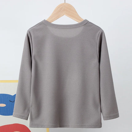 Children's Autumn Solid Color Simple Versatile Long-Sleeve T-shirt Boys' Casual Sports Shirt Girls' Fashion Round-Neck Sweatshirt