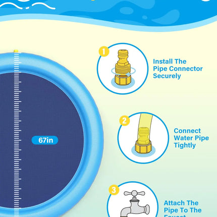 Dog Splash Pad Thick Sprinkler Pool Toy Anti-Slip Outdoor Summer Sprinkler Water Toy for Backyard Fountain Play Mat for Children
