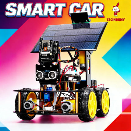 Solar Powered ESP32 CAM Programmable Robot Car With Ultrasonic Sensor IoT WiFi Control For Coding Education Students