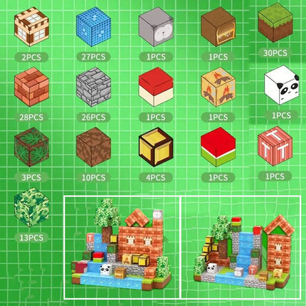 Magnetic Building Block Bricks Toy Stacking World STEM Mine Architectural Set Model DIY Educational Kids Gifts for Boy Girls