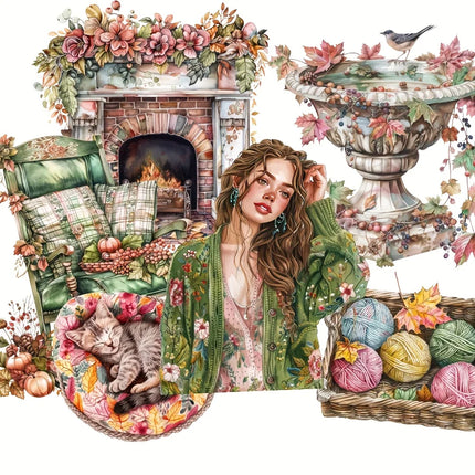 117pcs-144pcs Autumn Theme Stickers for Gift Wrapping Decor, Paper Craft, Album Journal Sticker, Scrapbooking Supplies, Clip Art