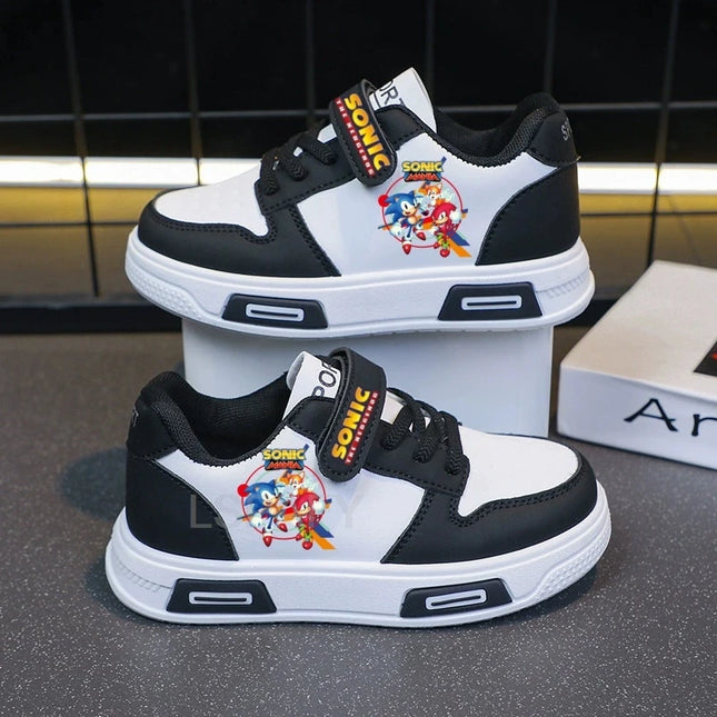 Anime Sonic Tennis Shoes Kawaii Sonic Sport Shoes Cartoon Sonic White Basket Shoes 4-12 Y Sonic Casual Sneakers Size 21-37