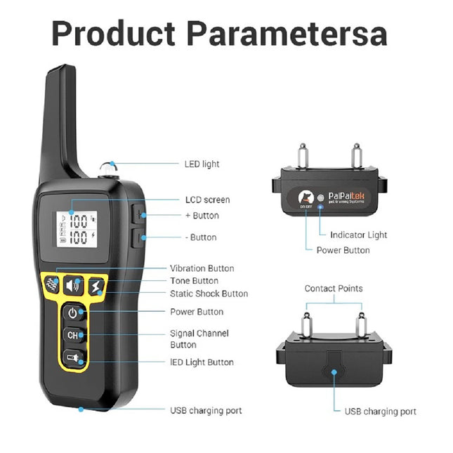 1000M Dog Training Collar, Universal Dog Bark Collar, Waterproof Rechargeable, Dog Shock Collar with Remote and Auto Modes Collar
