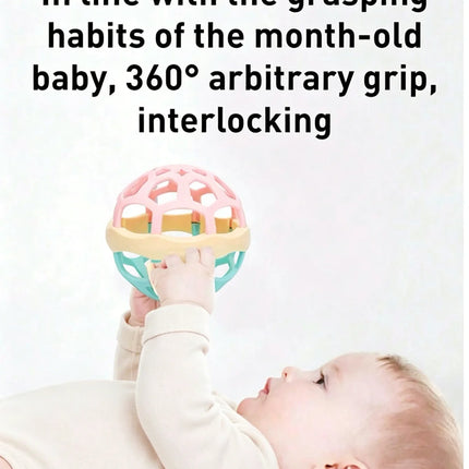 Baby Toys 0 12 Months Rotating Rattle Ball Grasping Activity Baby Development Toy Silicone Teether Baby Sensory Toys for Babies