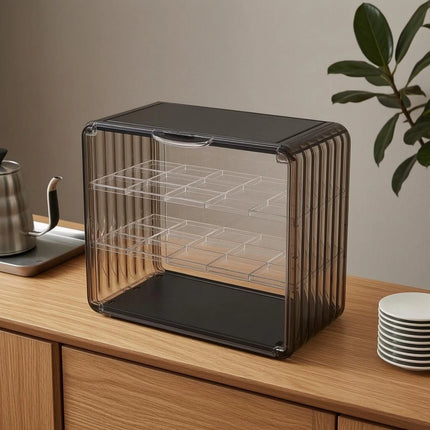 Acrylic Cup Storage Rack Space-Saving Two-Tier Cup Organizer Mug Display Case Shatterproof Tumbler Storage Rack Waterproof