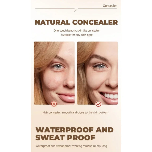 Long Lasting Full Cover Liquid Face Concealer Foundation Waterproof Makeup Base for Dark Circles & Acne Contour Cream Concealer