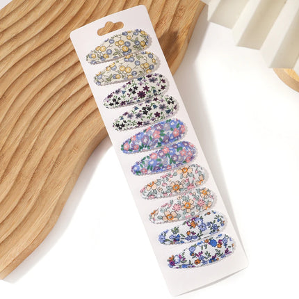 10Pcs/Set Newborn Cute Embroidery Printing BB Clip Fashion Girl Hair Clip Baby Hair Accessories Kids Accessories Headwear Gift