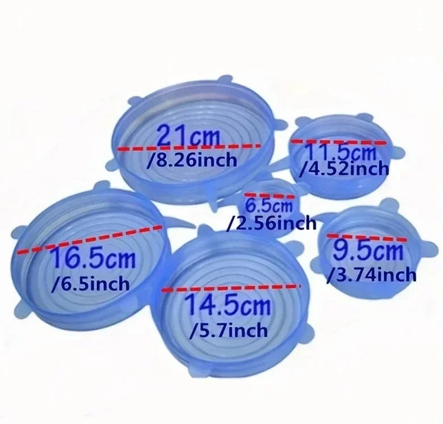 6Pcs Silicone Fresh-keeping Cover Reusable Stretch Canning Lids Refrigerator Microwave Airtight Plastic Wrap Kitchen Accessories