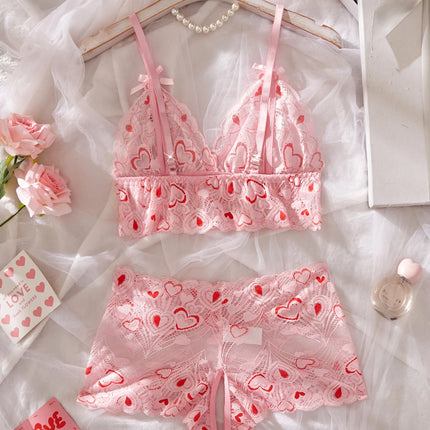Women's Pink Mesh Bodysuit Set Soft Breathable Two-Piece Underwear 2025