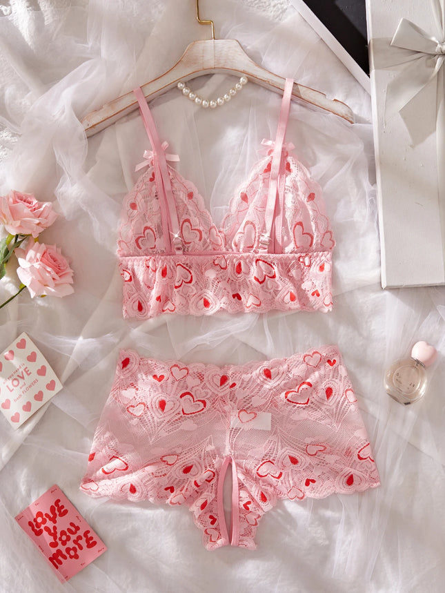 Women's Pink Mesh Bodysuit Set Soft Breathable Two-Piece Underwear 2025