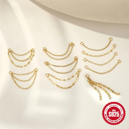 CANNER 1PC 925 Sterling Silver Chain Tassel Piercing Earrings Chain Charm Accessories For Woman Shiny Earring Fine Jewelry Gift