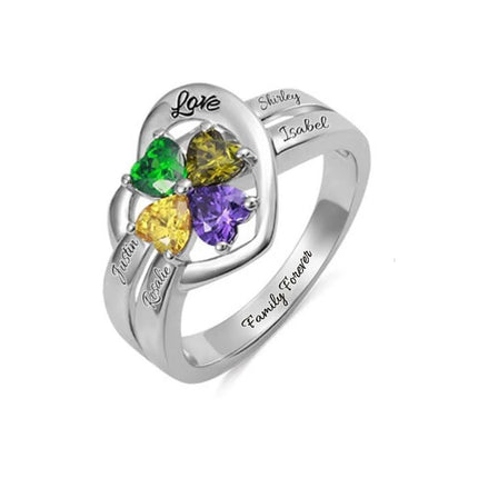 Personalized 1-8 Birthstone Rings Family Mothers Cubic Zirconia Ring Custom Engraved Name Rings Jewelry for Women Grandma Couple