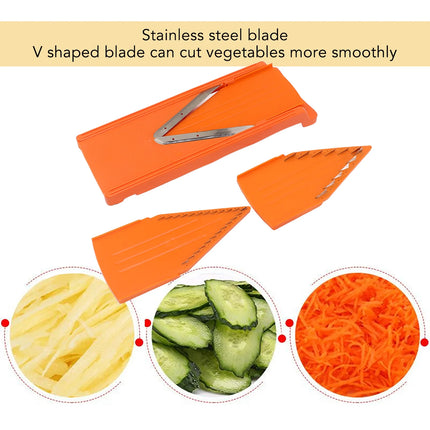 Manual V Blade Mandoline Slicer with Adjustable Thickness Stainless Steel Blade ABS Base for Safe Vegetable Cooking Tool Cutting
