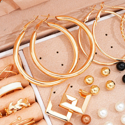 87 Pcs/Set Elegant Personality Imitation Pearl Earrings Rings Jewelry Set For Women Daily Wearing Vintage Jewelry Gifts New 2024