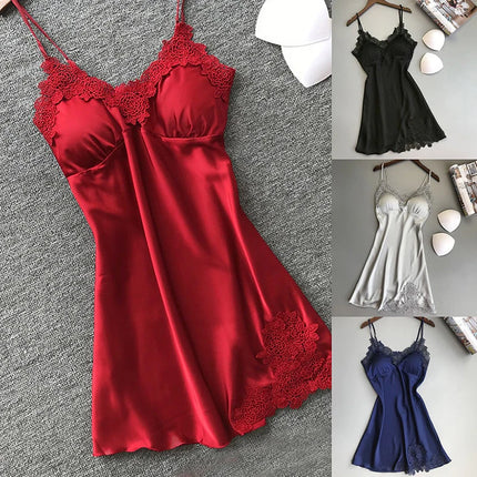 1Pc Women's Suspender Nightdress – Spring Summer Ice Silk Thin Pajamas Home Service Dresses