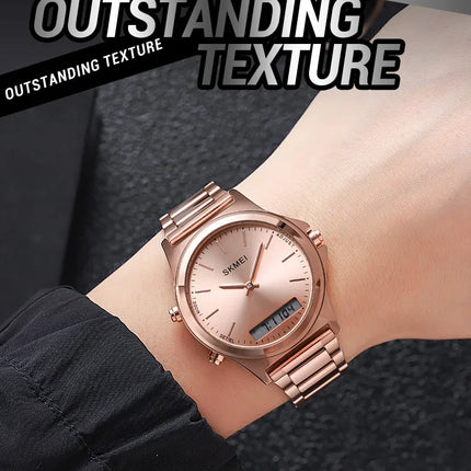 SKMEI 2120 Digital Quartz Watch for Men Waterproof Sport Dual Display Stainless Steel Mens Wristwatches Alarm Clock Reloj Hombre