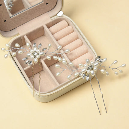 Elegant Pearl Crystal Hairpin Wedding Bridal U-shaped Metal Hair Comb Forks Hairstyle Clips Jewelry Accessories Design Tools