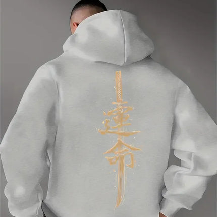 Japanese-style Fate Fashion Print Design for Men's Autumn and Winter Sweatshirts Hoodies Trendy Street Casual Sporty Pullovers