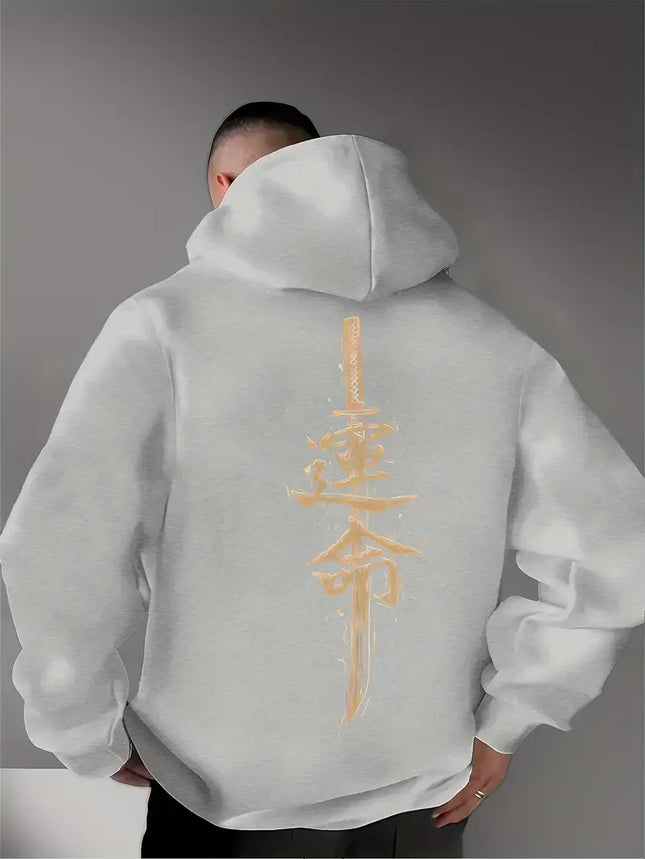 Japanese-style Fate Fashion Print Design for Men's Autumn and Winter Sweatshirts Hoodies Trendy Street Casual Sporty Pullovers