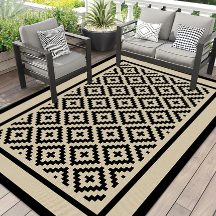 Double-Sided Outdoor Waterproof Reversible Mats Plastic Straw Patio Rugs Double Layer Woven Carpet PP Material Family Picnic Mat