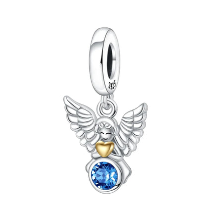 925 sterling silver wings Sister Cross pendant charms fit original 4mm Aperture bracelet charm beads necklace Diy female jewelry