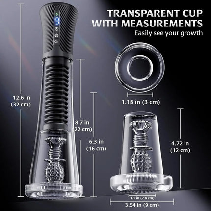 Male Masturbator Penis Pump Enlarger Transparent Visual APP Control Vibrating Vacuum Suction Glans Trainer Sex Toys for Men 18+
