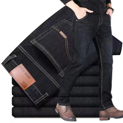 2025 New Autumn Classic Men's Fitted Stretch Jeans High-end Blue Black Casual All-Match Pants Straight Leg Men's Pants