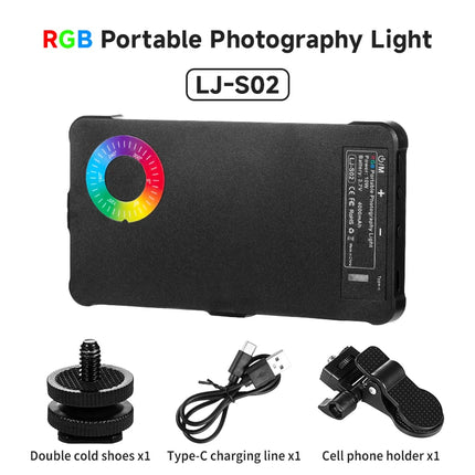 RGB LED Video Light Fill Straight Pocket Photography Lighting Clip for Phone iPhone iPad Laptop Camera - Vlog Live Stream