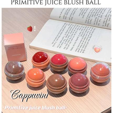 Cappuvini Vitality Juicy Blush Ball Natural Rosy Long-Lasting High Color Blusher Cream Face Makeup Rouge