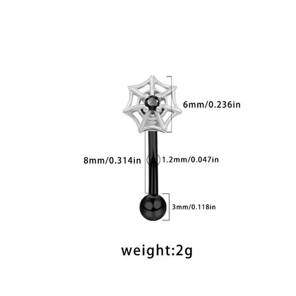 Fashionable Girl 1PC Stainless Steel Minimalist Basic Style Daily Black Devil Hot Girl Eyebrow Stud Piercing Accessory Jewelry
