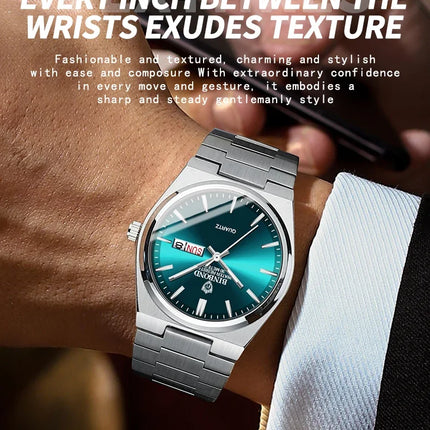 BINBOND 102 Couple Quartz Watch Men's Original Watch Waterproof Night Light Date Week Stainless Steel Men's and Women's Watch