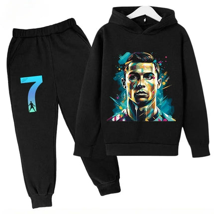 Spring Autumn Cr7 Ronaldo 3-12Y Children's Set Hoodie+Pants Suit 2-piece Set Boys Girls Casual Kids Tracksuits