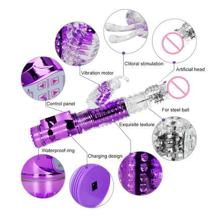 Rabbit Vibrator Telescopic Dildo Vibrator G-Spot Clit AV Stick Stimulator Vaginal Massager Sex Toys for Women Female Rechargable