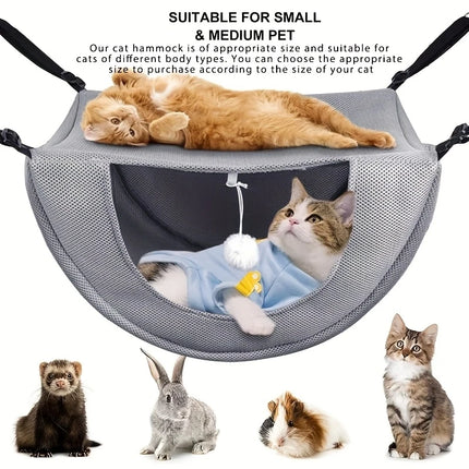 Breathable Mesh Cat Hammock Bed Hanging Cave Bed for Cage Table Wall Mount Adjustable Cat Hammock Sleeping Nest for Indoor Use